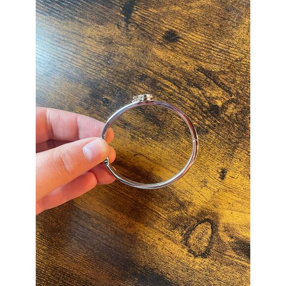 Marlyn Schiff North Star Rhinestone Silver Tone Hinged Bangle Bracelet - Picture 3 of 6